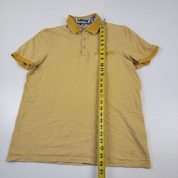 Ted Baker Men's Mustard Polo Shirt‎ Mens Size 3 Medium Short Sleeve - Picture 4 of 9